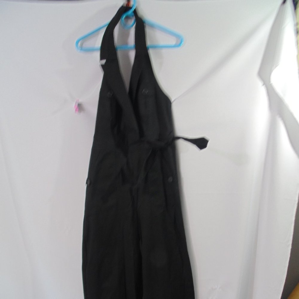 FOREVER 21 Black Jumpsuit Button Front Collard Halter  Wide leg Size Lrg